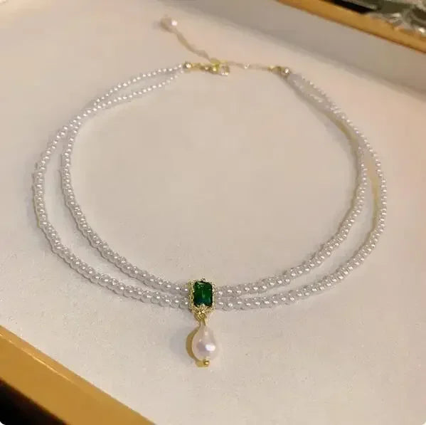 Women Elegant Pearl Clavicle Chain Collares Ladies Short Pendant Necklaces Earrings Choker Jewelry set Streetsharks