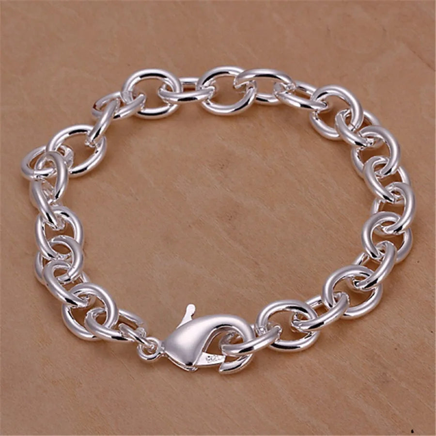 925 Sterling Silver Exquisite Solid Chain Bracelet Fashion Charm Women Men Solid Wedding Cute Simple Models Jewelry Streetsharks