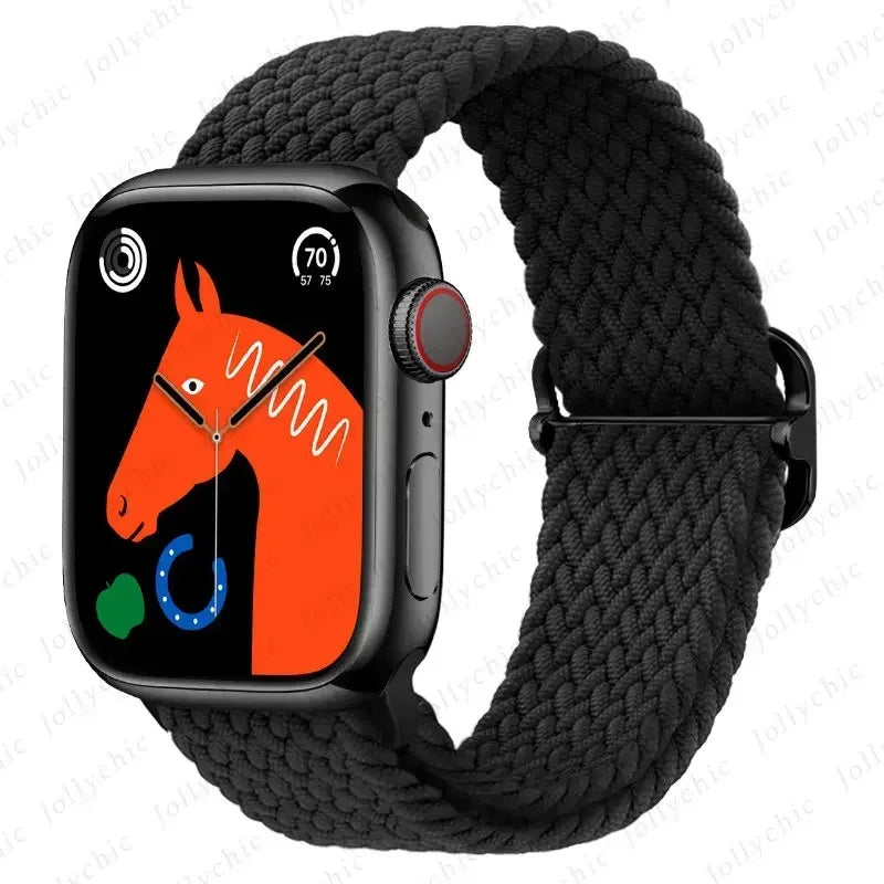 Braided Loop Strap For Apple Watch Band 42/46mm 45/41mm 38/40mm 44mm 49mm Nylon Solo Bracelet iWatch series 10 9 se 8 7 6 Ultra2 luxecrown.co.uk
