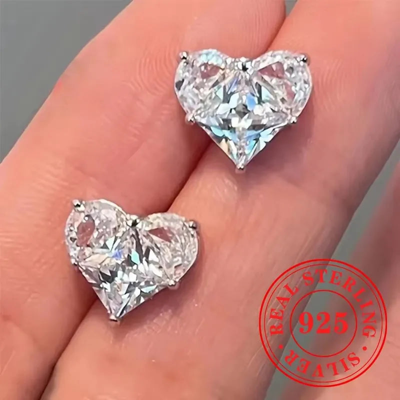 Huitan 925 Sterling Silver Shining White Cubic Zirconia Stud Earrings Luxury High Quality Jewelry Women Wedding Eternity Jewelry Streetsharks