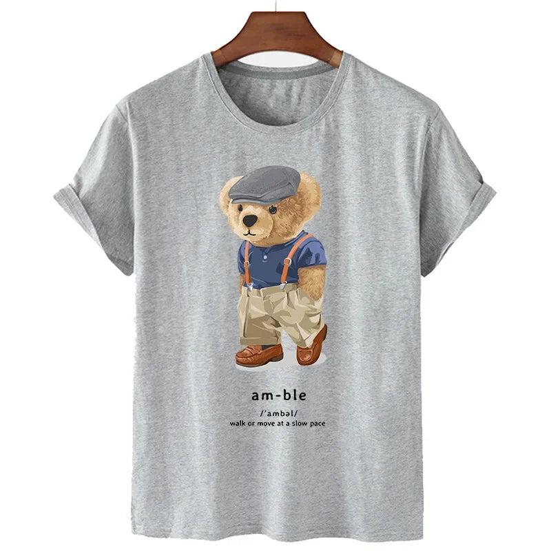 Funny Bear Print Tshirt Women Fashion Cartoon Harajuku Casual T-shirt Female Summer Short Sleeved Top Tees Unisex T Shirt luxecrown.co.uk