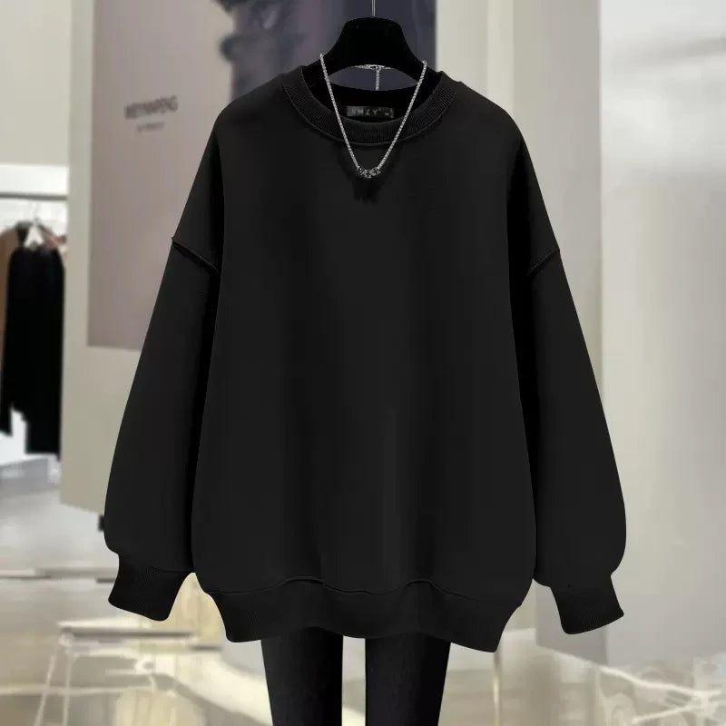 Luxury Brand Tiger Print Spring Autumn and Winter Fashion Loose Round Neck Pullover Sweater Women's Velvet Thicker Streetsharks