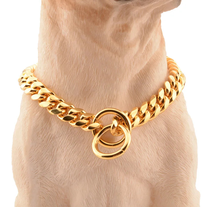 Luxury Dog Collar Gold Dog Chain Choker For Pitbull Bulldog Teddy French Bulldog Metal Collar Pet Necklace Pets Jewelry Products luxecrown.co.uk