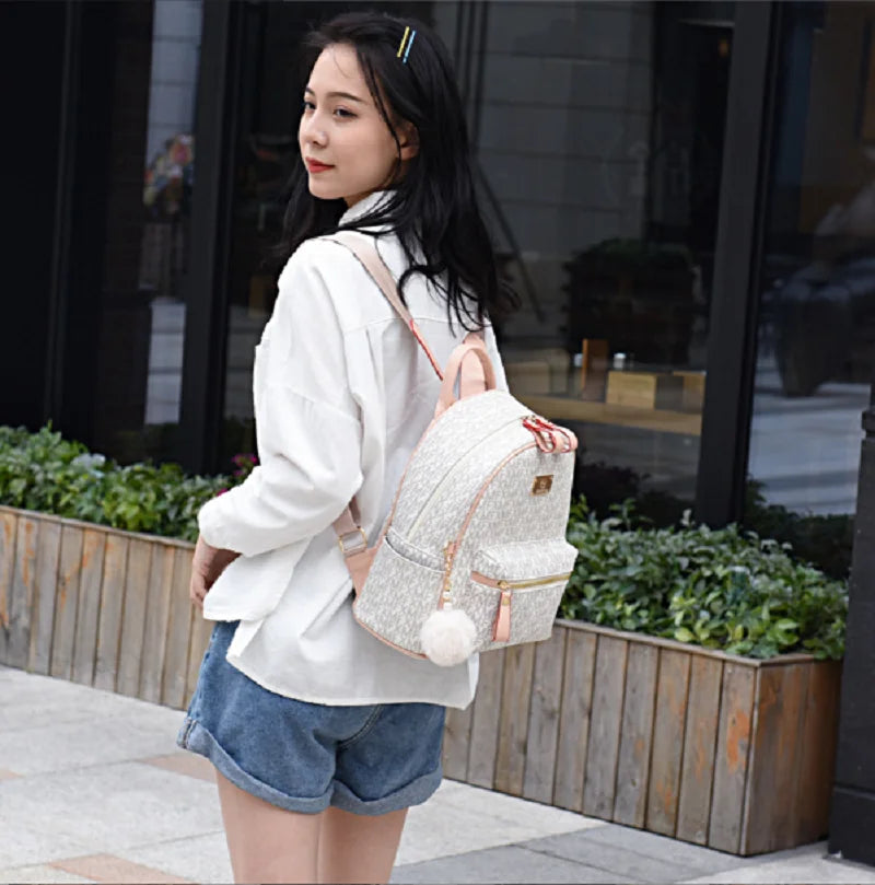 2026 Korean New Women's Fashion Luxury Letter Designer Leather Travel Backpacks Large Capacity School Bag Shoulder Bags Totes luxecrown.co.uk