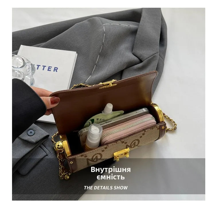 Fashionable Chain Strap Cylinder Bag Women's Bag Versatile Shoulder Crossbody Bag High Quality Korean Style Daily Use Bag luxecrown.co.uk