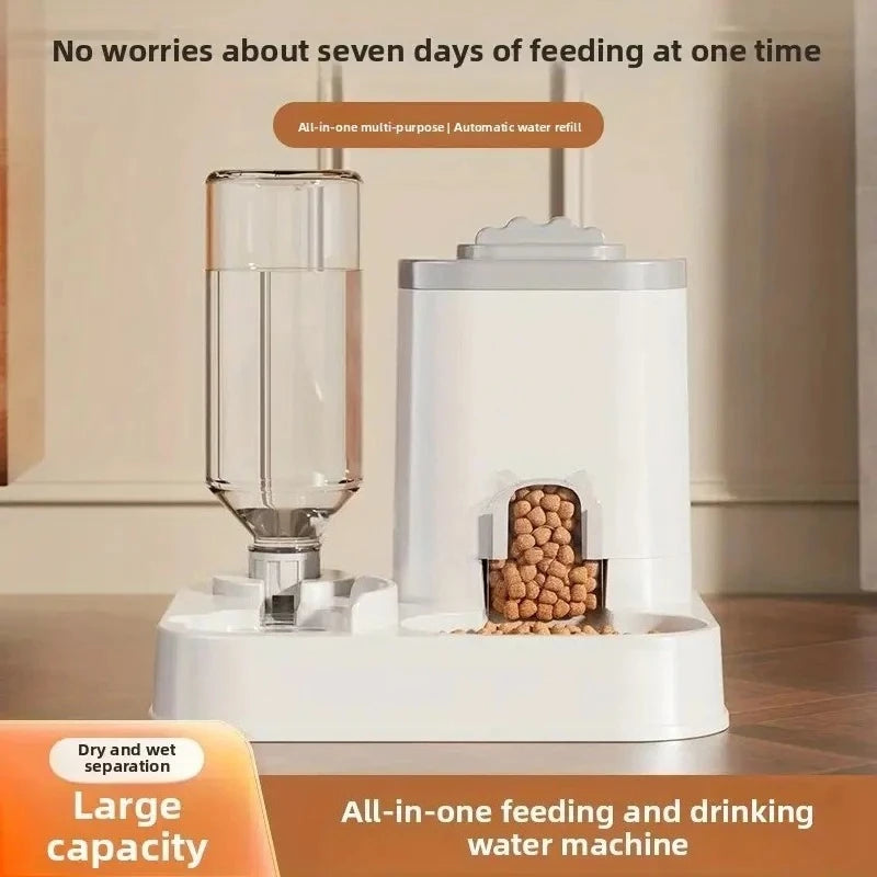 Automatic Cat & Dog Water Dispenser with Integrated Food Basin No Batteries Needed,Automatic Pet Feeder One-Piece Design luxecrown.co.uk