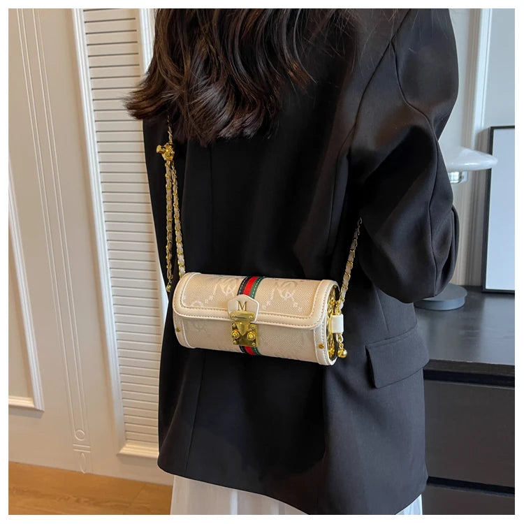 Fashionable Chain Strap Cylinder Bag Women's Bag Versatile Shoulder Crossbody Bag High Quality Korean Style Daily Use Bag luxecrown.co.uk