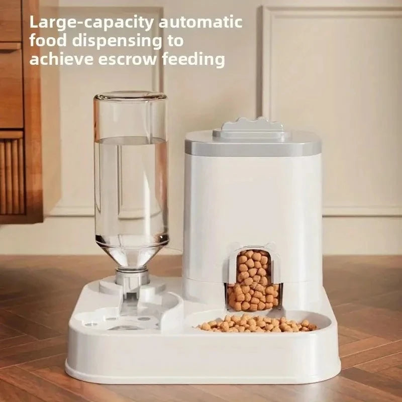 Automatic Cat & Dog Water Dispenser with Integrated Food Basin No Batteries Needed,Automatic Pet Feeder One-Piece Design luxecrown.co.uk