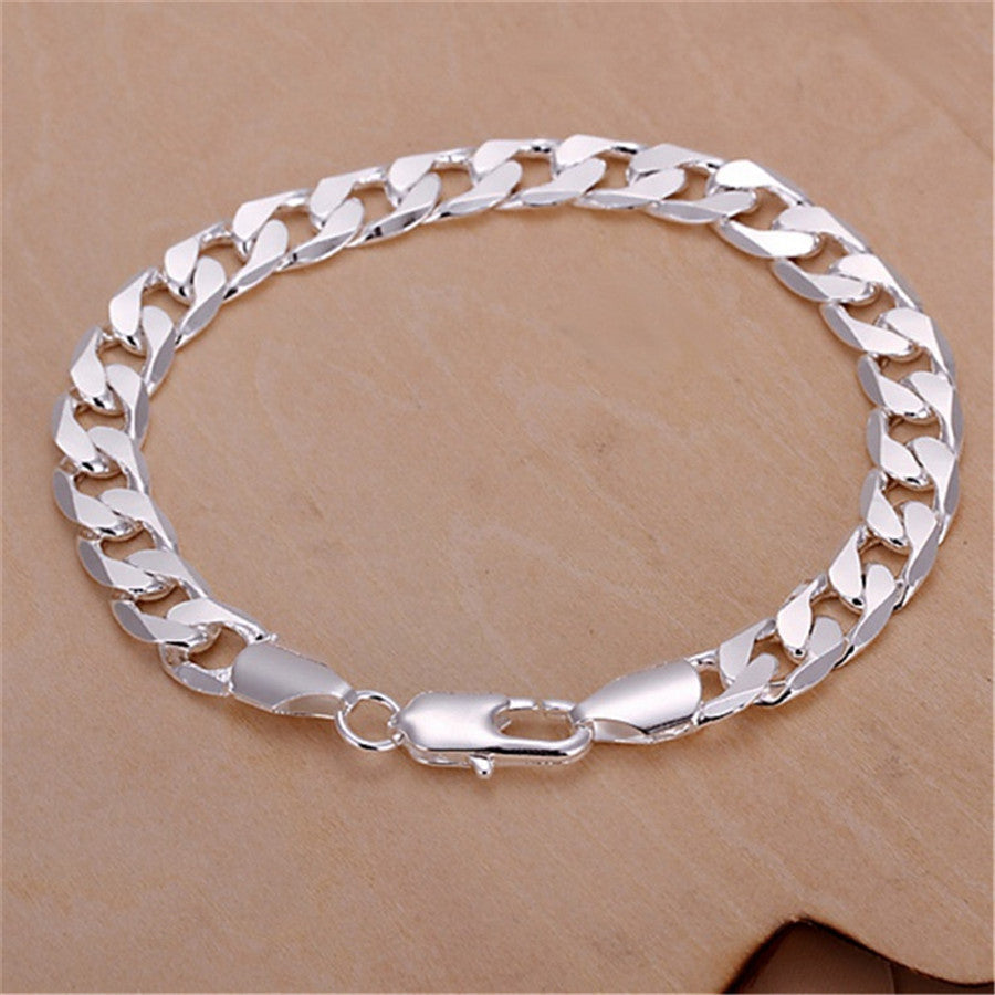 925 Sterling Silver Exquisite Solid Chain Bracelet Fashion Charm Women Men Solid Wedding Cute Simple Models Jewelry Streetsharks