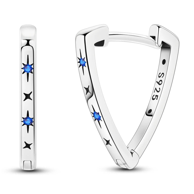 2025 Original 925 Sterling Silver Hoop Earring Zirconia Irregularity Stud Earring For Women Engagement Birthday Jewelry Gift Streetsharks