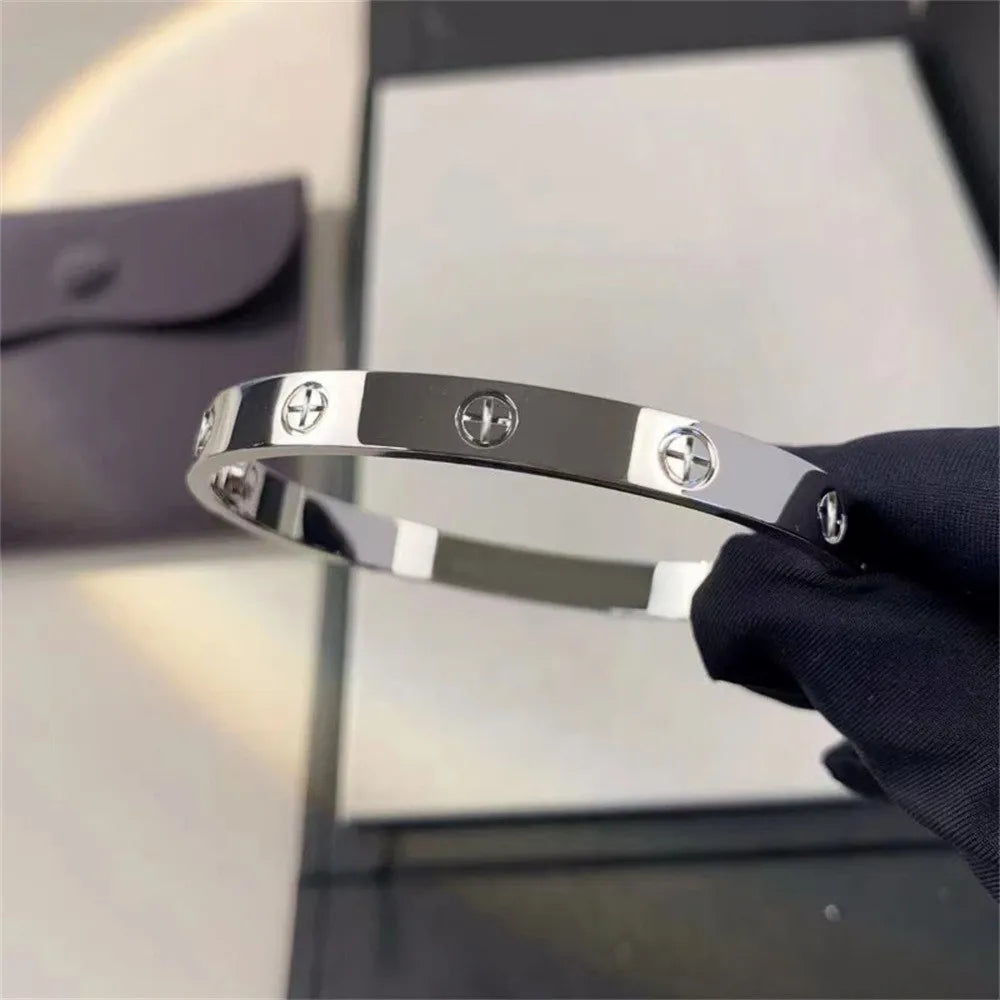 2025 New Design Gold Color Zircon And Cross Nut Nail Bracelet Gold & Bangle For Woman Stainless Steel Screw Brand Jewelry Streetsharks