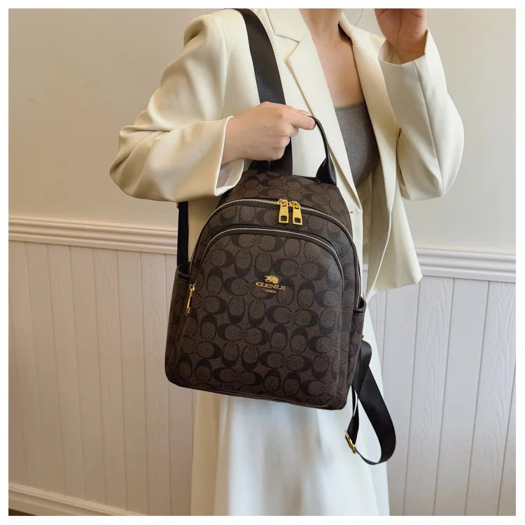 Large-capacity casual women's backpack with vintage textured coating, suitable for travel. luxecrown.co.uk