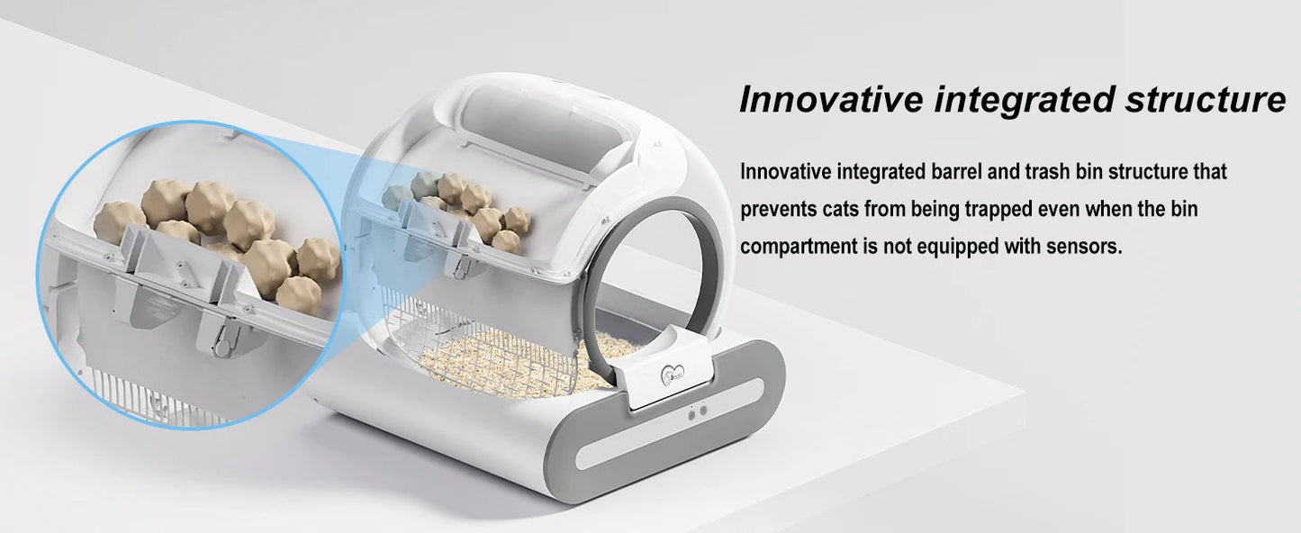 DOEL 65L Self-Cleaning Cat Litter Box App Control, ONLY Supports 2.4G WiFi w/Litter Mat&Trash Bags, Fit for Tofu & Mixed Litter luxecrown.co.uk
