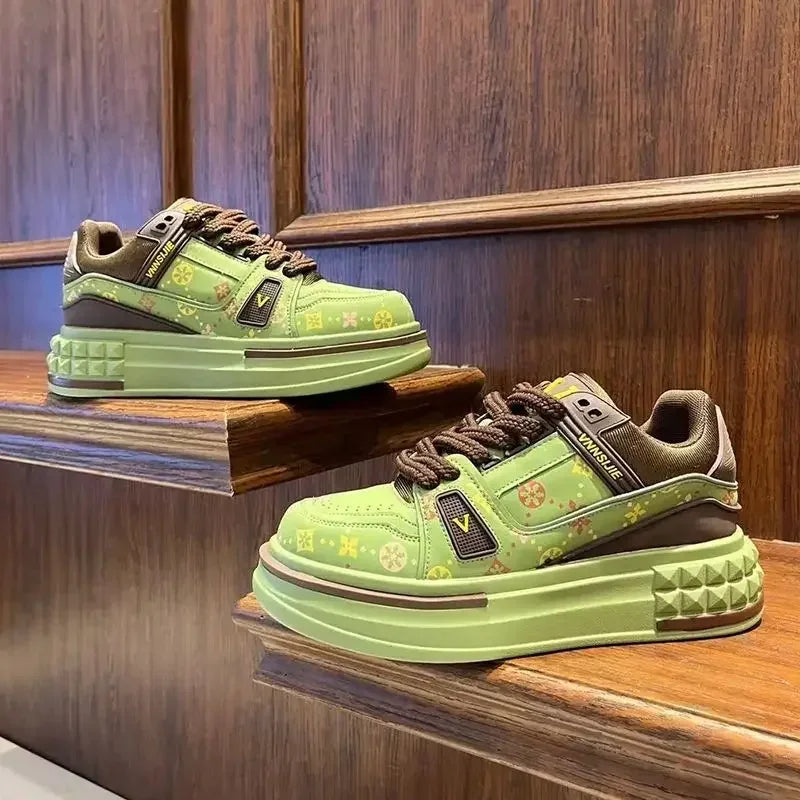 2025 Four Seasons New Anti-slip Wear-resistant Thick Sole Increase Comfortable Outdoor Trend Fashion Casual Pair Board Shoes Streetsharks