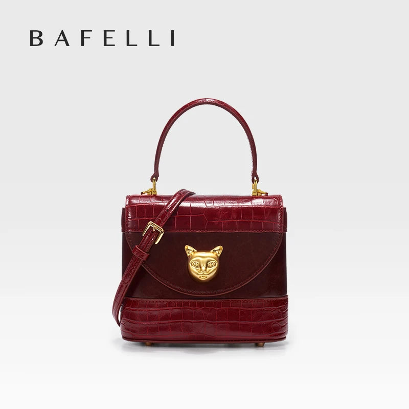 BAFELLI HANDBAG 2026 WOMEN'S NEW CROSSBODY LEATHER PURSE EVENING BAG CROCODILE GRAIN DESIGNER BUCKET CAT LUXURY BRAND FASHION luxecrown.co.uk