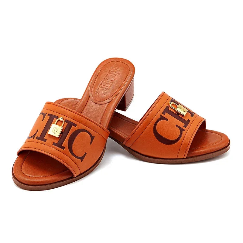 CH 2026 Elegant Women's Sandals Leather Dressy Party Evening Luxury Metal Buckle Non Slip Comfort Women Shoes Gift Box luxecrown.co.uk