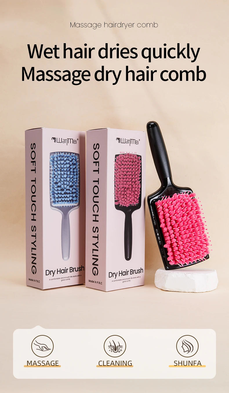 Women's Hair Dryer Comb Microfiber Bristles Quick Absorbent Drying Brush Hair Care Protection