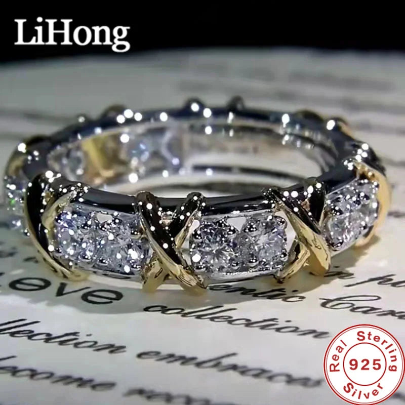 Luxury 925 Sterling Silver Ring Interlaced With Aaa Zircon Crystal Ring For A Woman'S Engagement Jewelry Gift Streetsharks