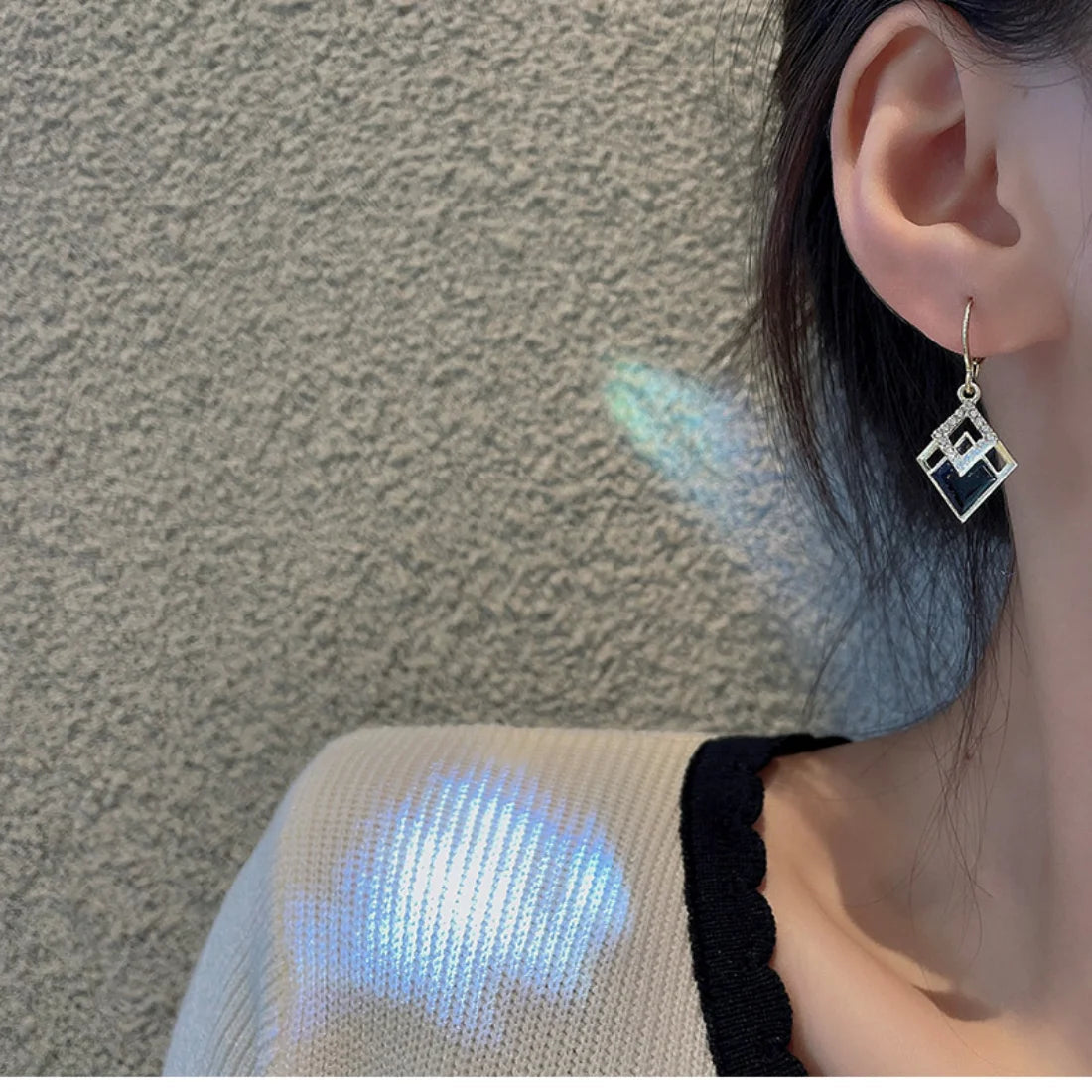 2024 Trending Black Rhinestone Statement Earrings for Women  Korean Gold Color Buckle Pendants Hanging Designer Earrings Jewelry Streetsharks