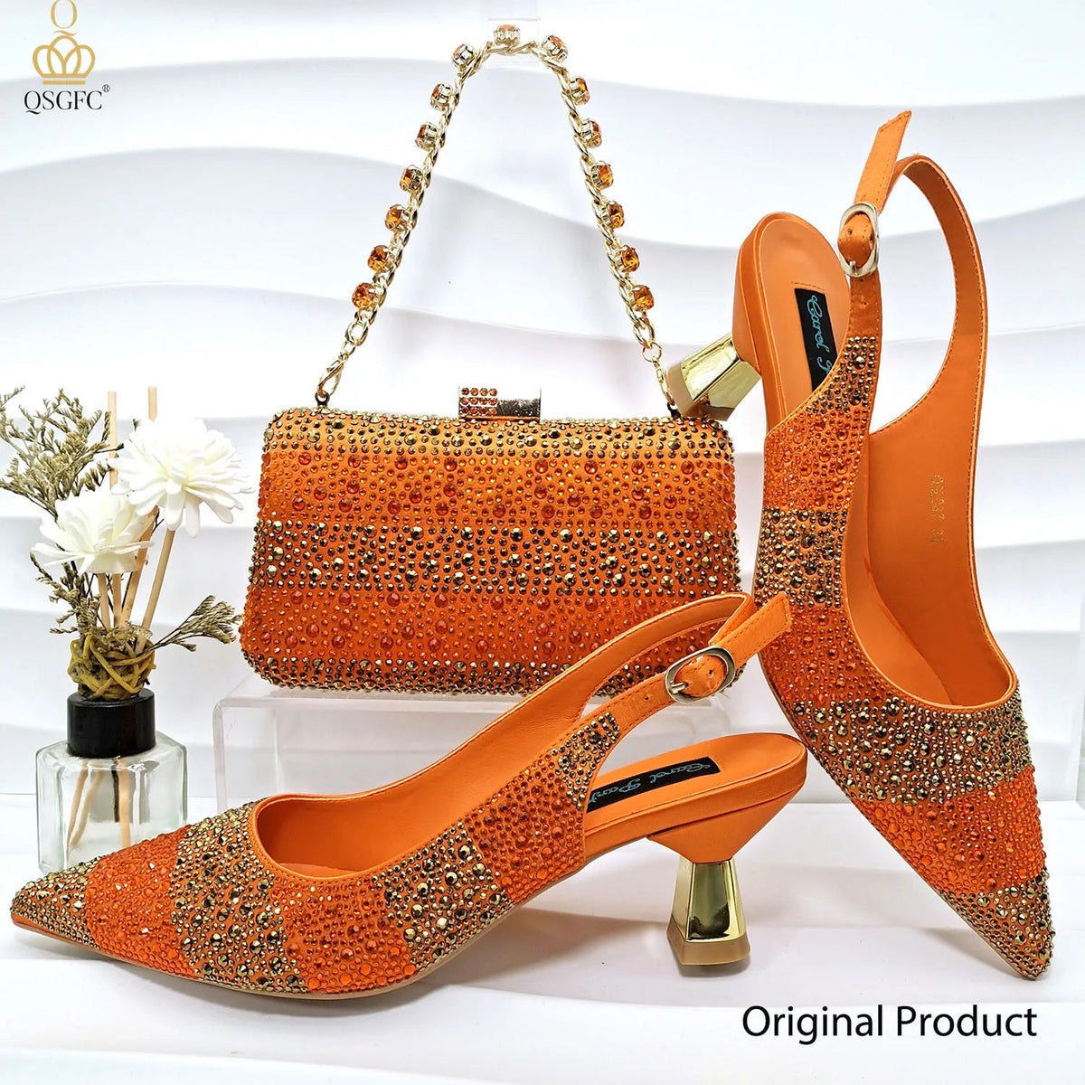 2026 Nigerian Women Heel Ladies Italian Luxury Design Green Shoes And Bag Set Decorated with Rhinestone Handbag Wedding Party luxecrown.co.uk