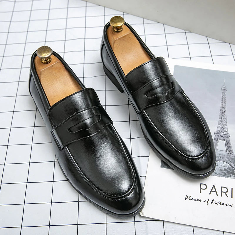 Men Casual Leather Shoes Dress Leather Loafers Men Classic Casual Business Shoes Trend Formal Party Social Leather Shoes Male luxecrown.co.uk