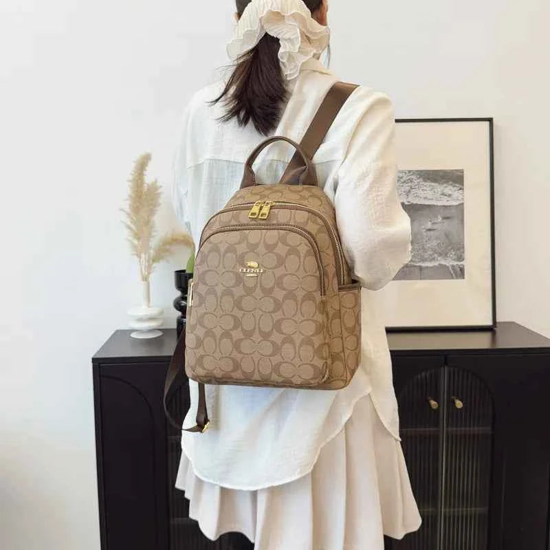 Large-capacity casual women's backpack with vintage textured coating, suitable for travel. luxecrown.co.uk