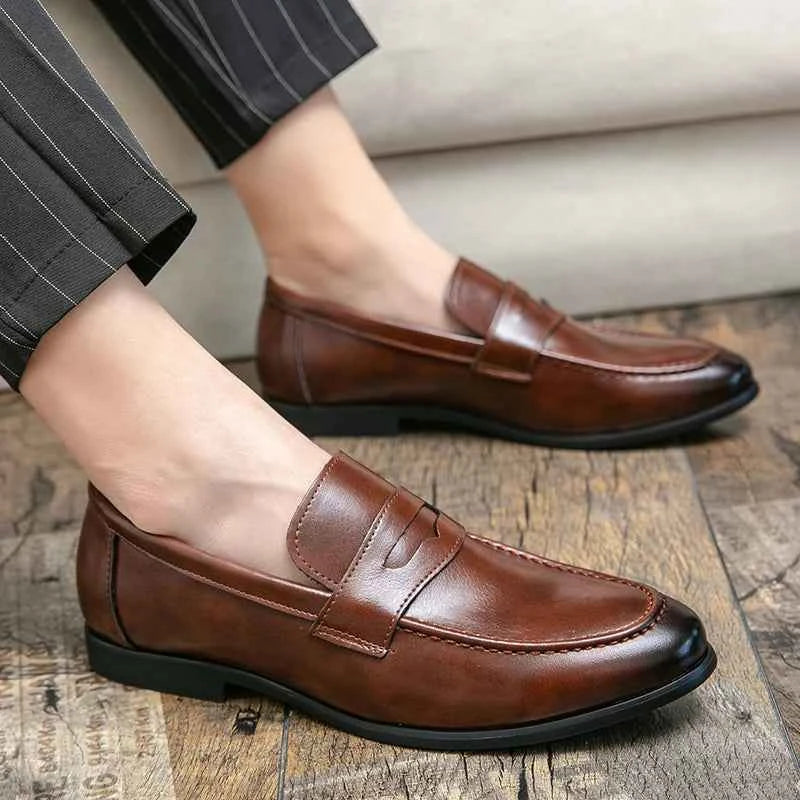 Men Casual Leather Shoes Dress Leather Loafers Men Classic Casual Business Shoes Trend Formal Party Social Leather Shoes Male luxecrown.co.uk