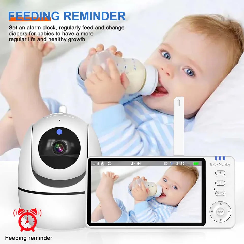 5'' Video Baby Monitor 2.4G Mother Kids Night Vision Zoom PTZ Video Surveillance Cameras With Temperature display Screen ABM501