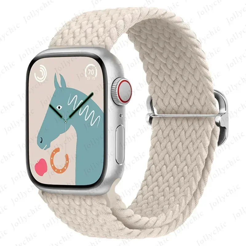 Braided Loop Strap For Apple Watch Band 42/46mm 45/41mm 38/40mm 44mm 49mm Nylon Solo Bracelet iWatch series 10 9 se 8 7 6 Ultra2 luxecrown.co.uk