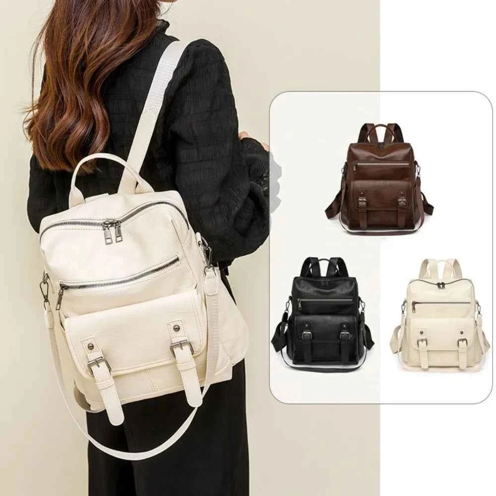PU Peather Student Backpack Multifunctional Large Capacity Student School Bag Soft Crossboby Mommy Shoulder Bag Daily Outings