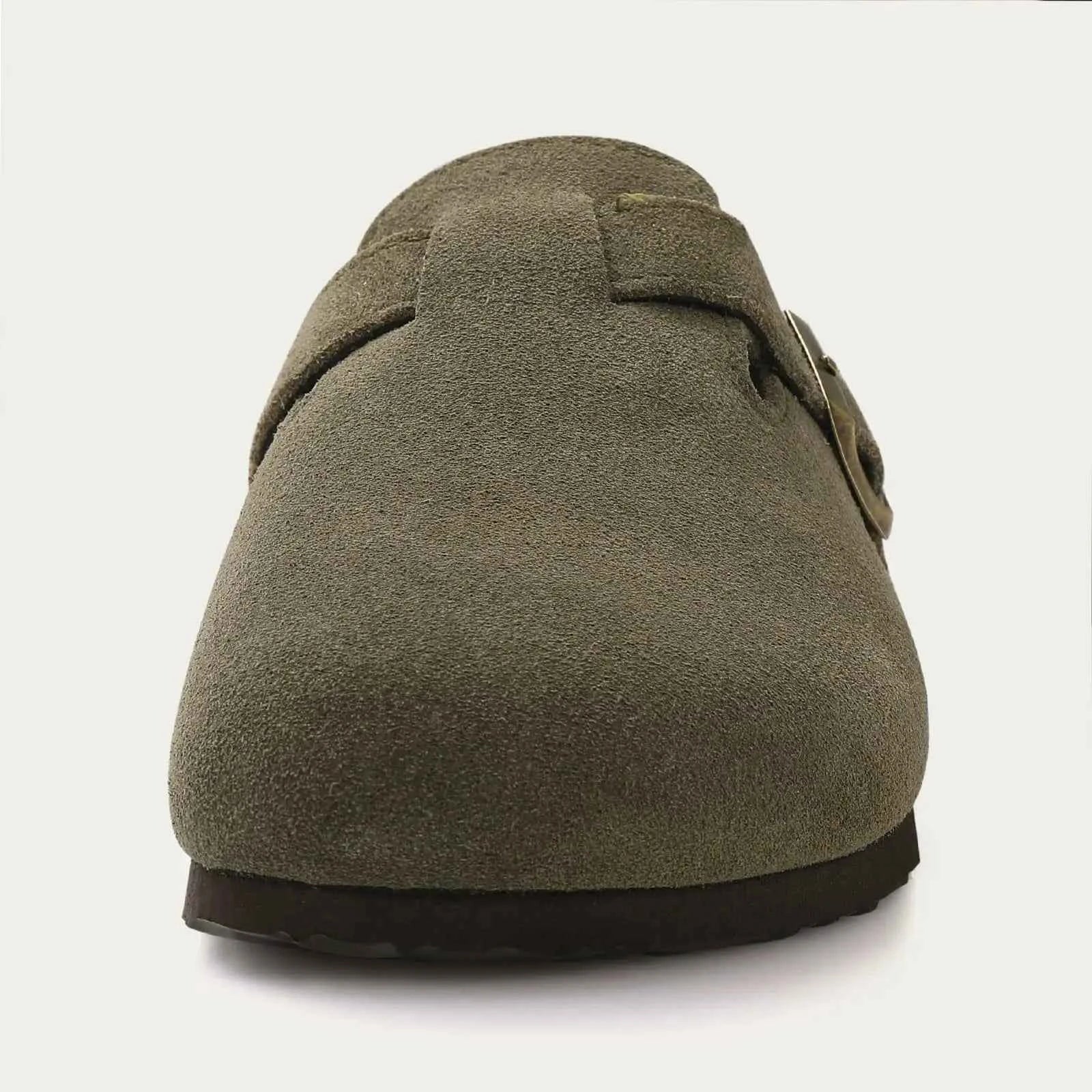 Kidmi Men's Suede Clogs Cork Footbed Clogs for Women Soft Leather Adjustable Buckle Slip-on Potato Shoes Sandals Beach Slippers luxecrown.co.uk
