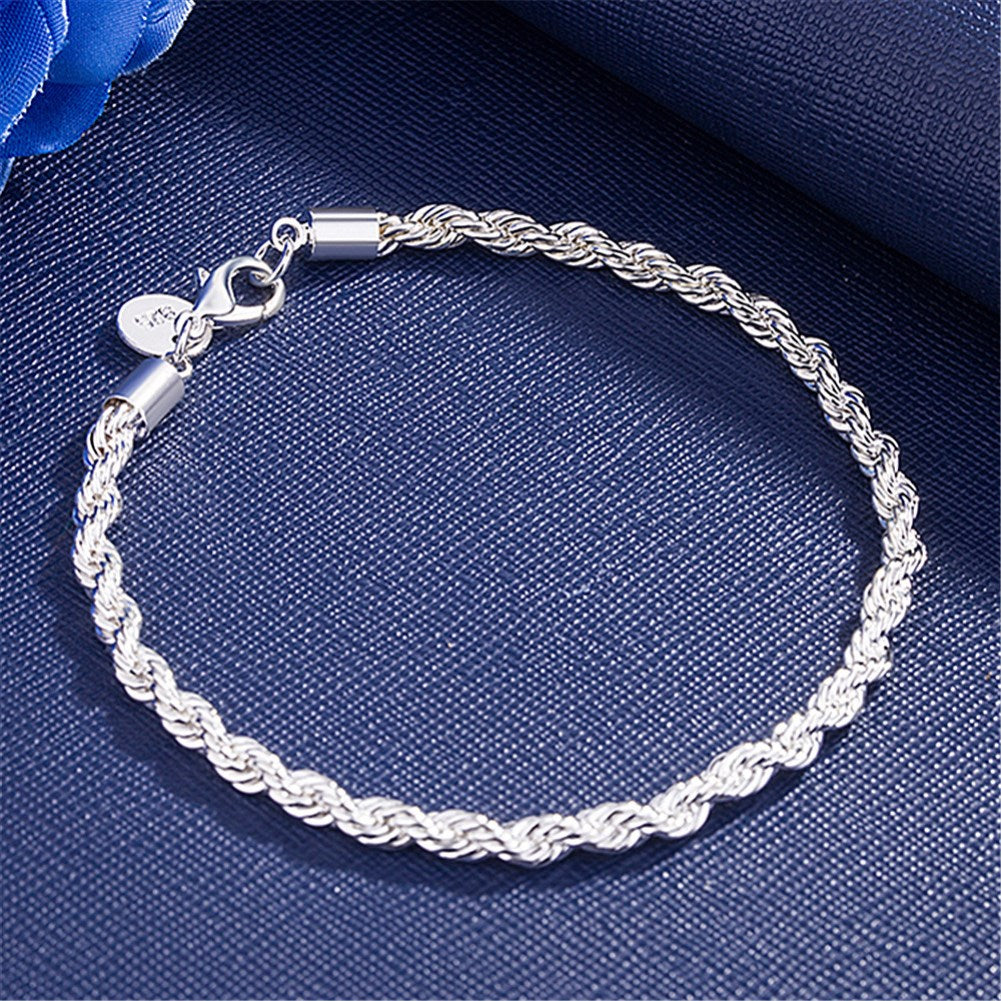 925 Sterling Silver Exquisite Solid Chain Bracelet Fashion Charm Women Men Solid Wedding Cute Simple Models Jewelry Streetsharks