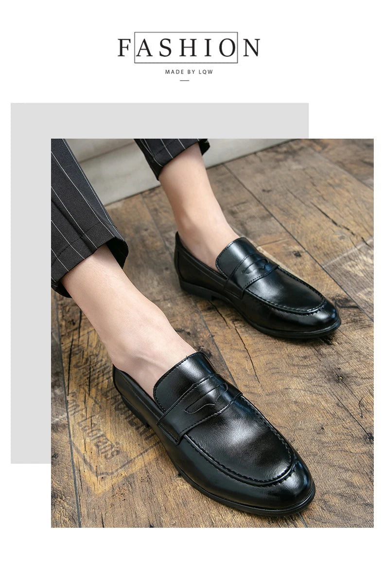 Men Casual Leather Shoes Dress Leather Loafers Men Classic Casual Business Shoes Trend Formal Party Social Leather Shoes Male luxecrown.co.uk
