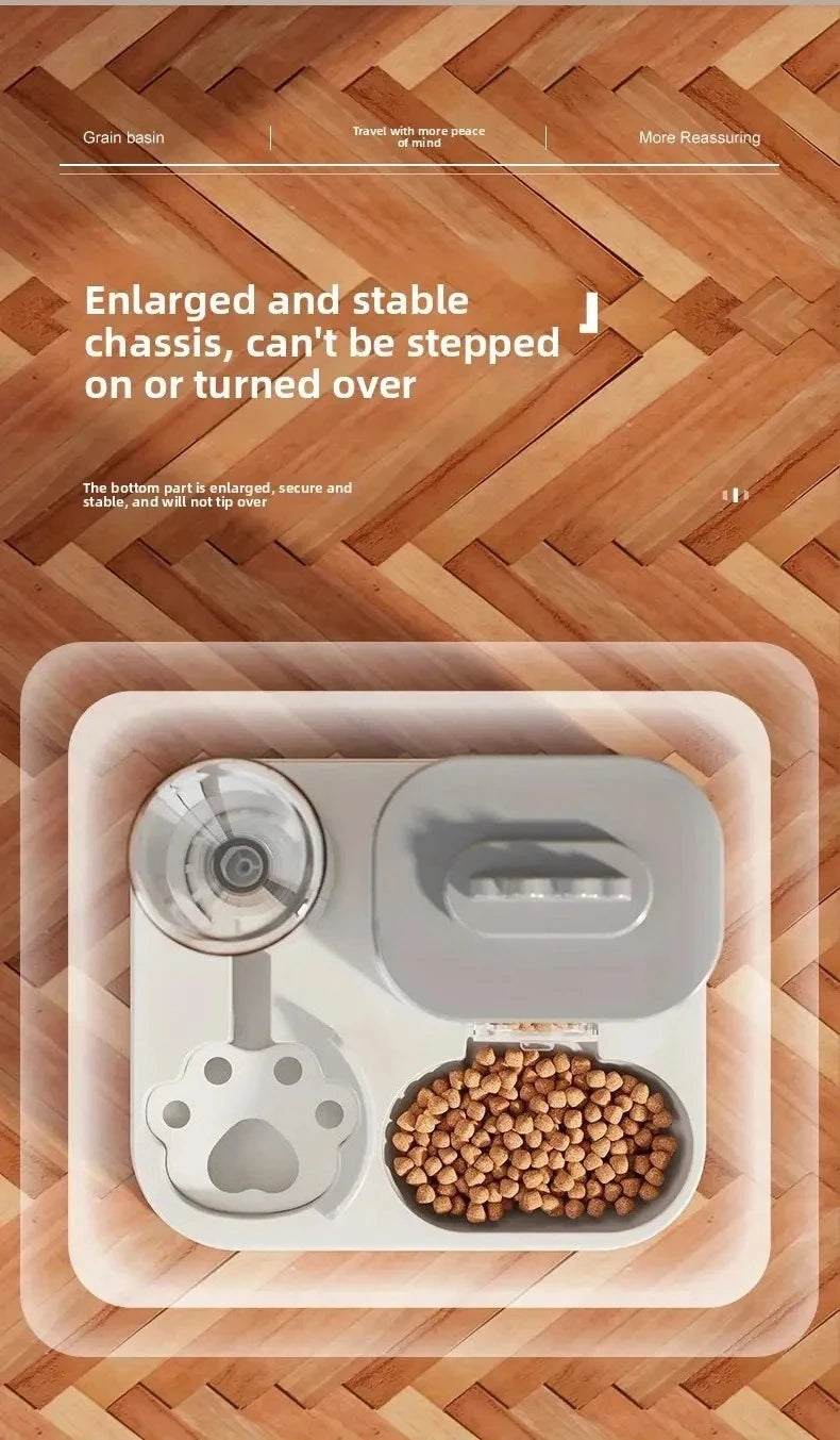 Automatic Cat & Dog Water Dispenser with Integrated Food Basin No Batteries Needed,Automatic Pet Feeder One-Piece Design luxecrown.co.uk