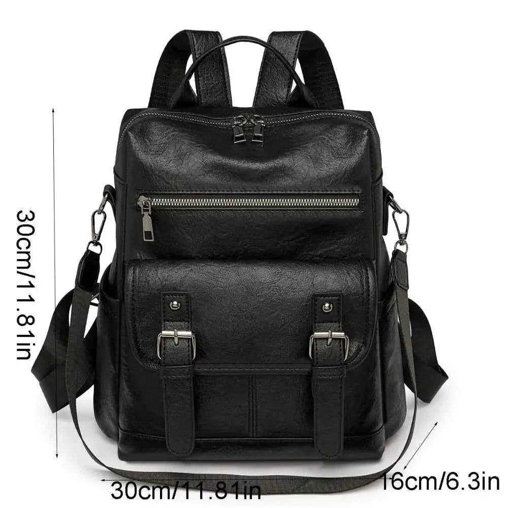 PU Peather Student Backpack Multifunctional Large Capacity Student School Bag Soft Crossboby Mommy Shoulder Bag Daily Outings