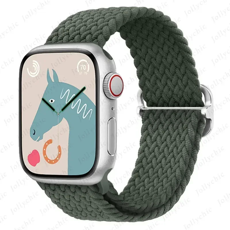 Braided Loop Strap For Apple Watch Band 42/46mm 45/41mm 38/40mm 44mm 49mm Nylon Solo Bracelet iWatch series 10 9 se 8 7 6 Ultra2 luxecrown.co.uk