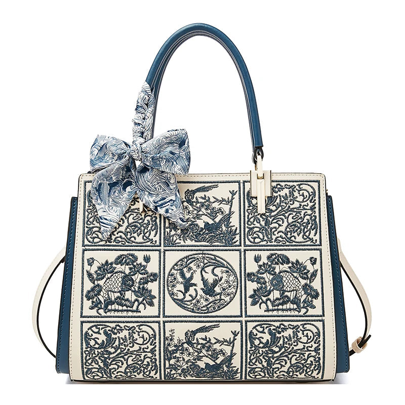 FOXER Split Leather 2026 New Large Tote Handbag Women's Shoulder Bag Chinese Classic Embroidery Best Gift for Mom luxecrown.co.uk