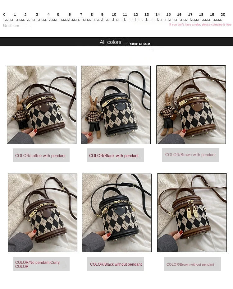 Women's Bag for Women Fashion Luxury Designer Zipper Small Handbags For Women Leather Bucket Shoulder Bag 2023 New Trend Pendant Streetsharks