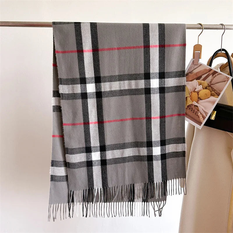 New Women Men Winter Plaid Cashmere Like Blanket Scarf Design Thick Warm Pashmina Shawl Wraps With Tassel Poncho Stoles Echarpe