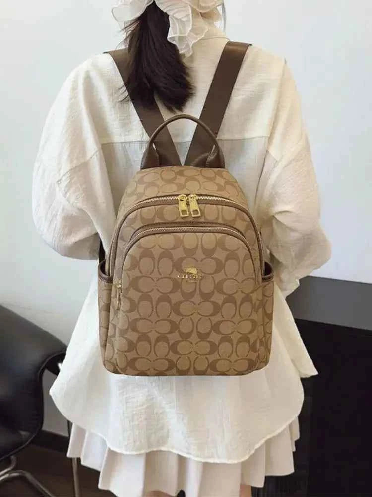 Large-capacity casual women's backpack with vintage textured coating, suitable for travel. luxecrown.co.uk