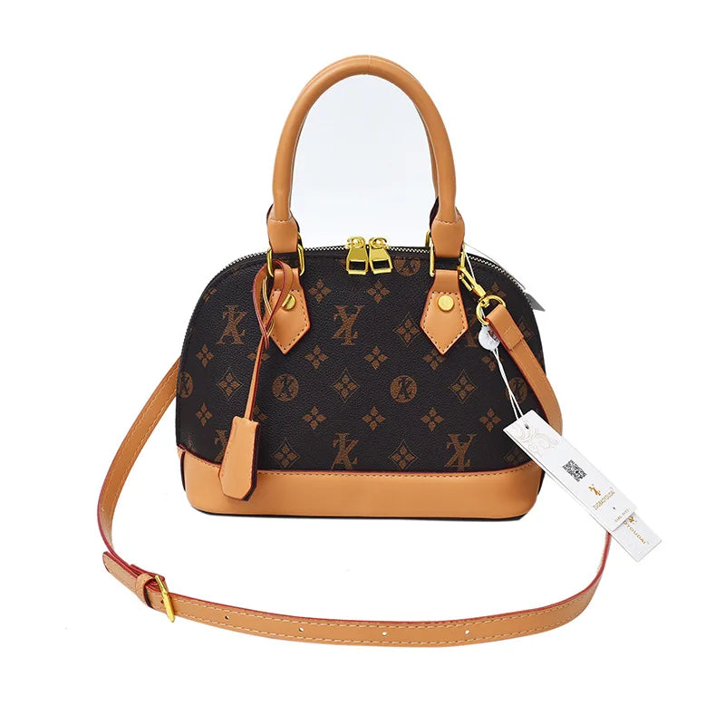 Fashion Luxury Design Women's Shell Handbag Retro Print PU Leather Shoulder Bag Girls Street Trend Premium Crossbody Bag Soft luxecrown.co.uk