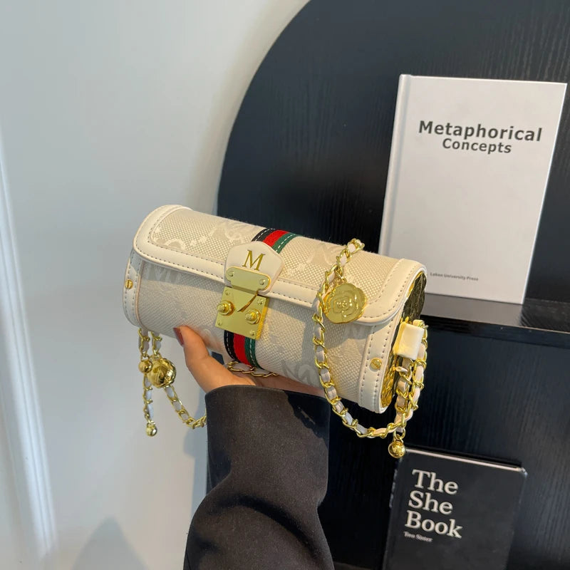Fashionable Chain Strap Cylinder Bag Women's Bag Versatile Shoulder Crossbody Bag High Quality Korean Style Daily Use Bag luxecrown.co.uk