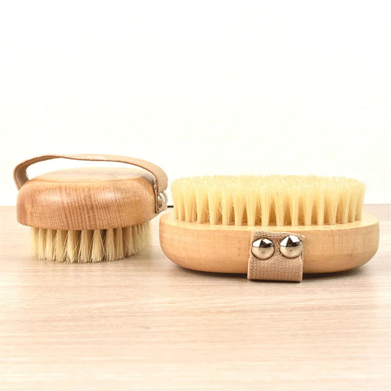 SPA Wooden Body Brush Natural Boar Bristle Organic Dry Skin Body Brush Bamboo Wet Back Shower Brushes Exfoliating Bathing Brush Streetsharks