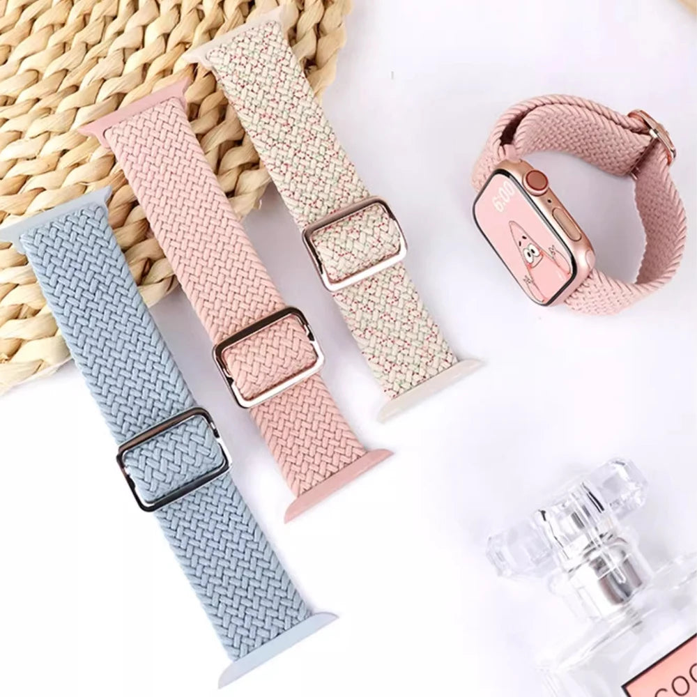 Apple Watch Band 42mm 46mm 44mm 40mm 45mm Ultra 3 49mm Braided Bracelet Correa Series 11 10 9 8 7 6 SE3 Smartwatch Straps luxecrown.co.uk