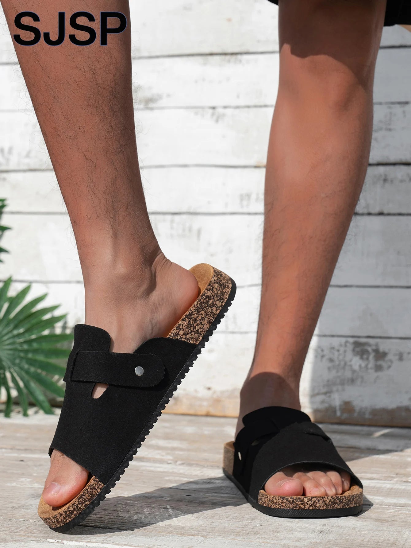 Couple's Summer Casual Men's Sandals, Simple Solid Color Slippers - Casual Backless Slippers with Black Upper and Black Straps, Suitable for Indoor/Outdoor Wear/Beach Leisure luxecrown.co.uk