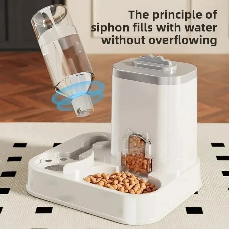 Automatic Cat & Dog Water Dispenser with Integrated Food Basin No Batteries Needed,Automatic Pet Feeder One-Piece Design luxecrown.co.uk