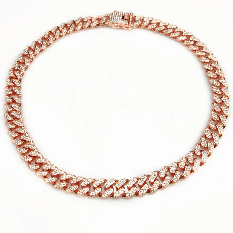 Fashion Jewelry Accessories Gold Cuban Chain Cat Collar Luxury Crystal Rhinestone Pet Kitten Necklace for Cats luxecrown.co.uk