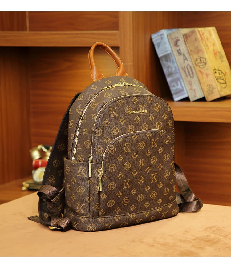 Mkf Genuine Vintage Retro Casual Backpack for Women, Original Design Niche Women's Bag, Large Capacity Travel Trendy Bag luxecrown.co.uk