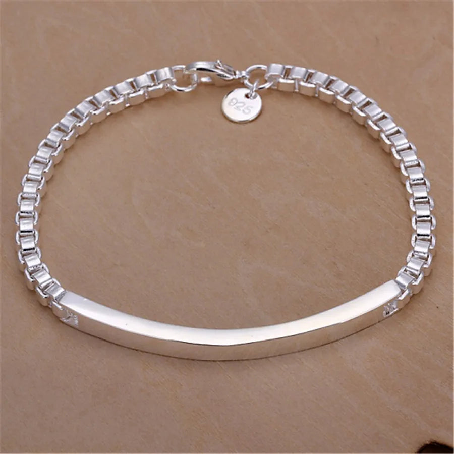 925 Sterling Silver Exquisite Solid Chain Bracelet Fashion Charm Women Men Solid Wedding Cute Simple Models Jewelry Streetsharks