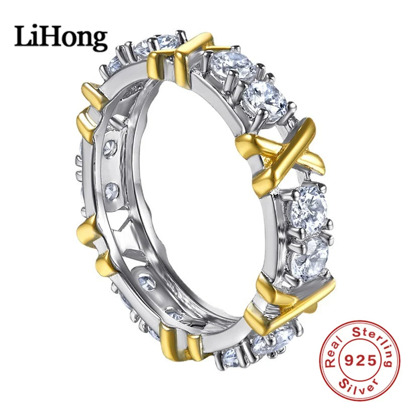 Luxury 925 Sterling Silver Ring Interlaced With Aaa Zircon Crystal Ring For A Woman'S Engagement Jewelry Gift Streetsharks